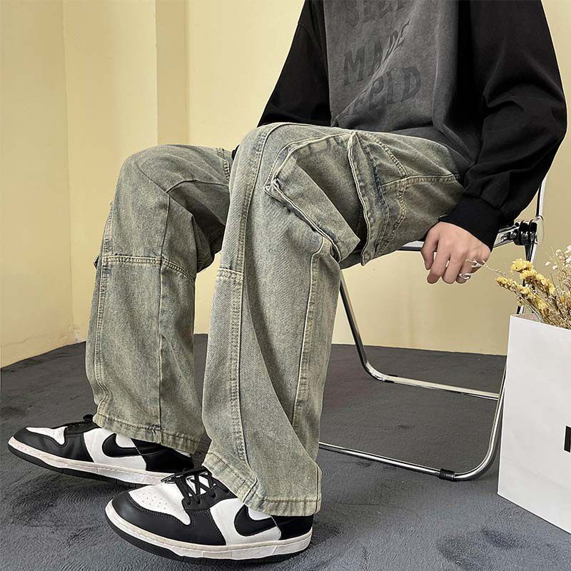 2022 Spring and Autumn workwear jeans, men's straight-leg Japanese retro high street American casual bf cool loose long pants Application Scenario